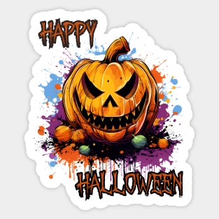 Spooky Pumpkin Happy Halloween Sticker